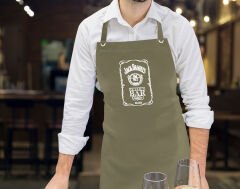 BK Gift Kişiye Özel İsimli Tarihli Bar Tasarımlı Profesyonel Haki Yeşil Mutfak Önlüğü, Aşçı Önlüğü, Şef Önlüğü, Arkadaşa Hediye-9