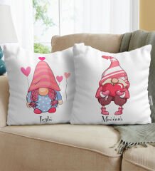 BK Gift Kişiye Özel Sevgililer Temalı 2’li Beyaz Yastık, Sevgililer Günü Hediyesi, Sevgiliye Hediye, Ev Hediyesi-2