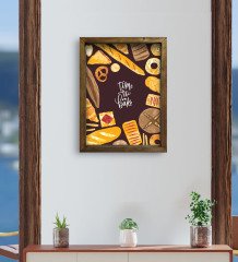 BK Gift Cafe & Bar & Restaurant Konseptli Doğal Masif Ahşap Çerçeveli Tablo-57