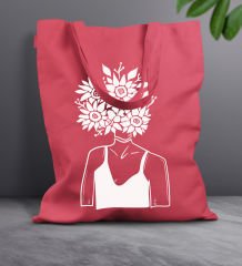 BK Gift Modern Art Tasarımlı-4 Kırmızı Kumaş Bez Çanta, Baskılı Omuz Çantası, Alışveriş Çantası, Arkadaşa Hediye