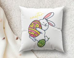 BK Gift Paskalya Tasarımlı Beyaz Kırlent Yastık, Ev Hediyesi, Ev Dekorasyonu, Dekoratif Hediye-6
