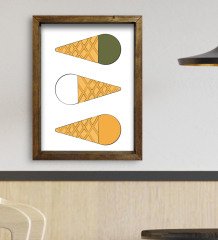 BK Gift Cafe & Bar & Restaurant Konseptli Doğal Masif Ahşap Çerçeveli Tablo-58