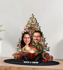 BK Gift Kişiye Özel Sevgili Yılbaşı Tasarımlı Karikatür Biblo -1, Yılbaşı Hediyesi, Yeni Yıl Hediyesi