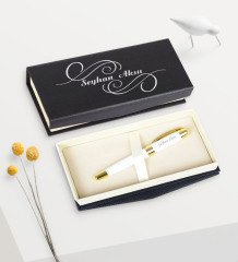 Kişiye Özel Vip 123-R Beyaz Metal Roller Kalem