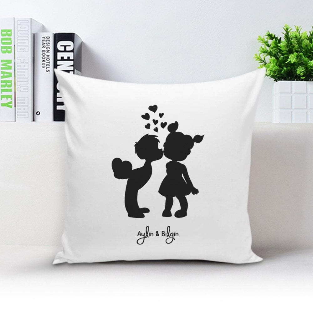 Kişiye Özel Beyaz Yastık Kılıfı (Sevgililer Günü Temalı-35)