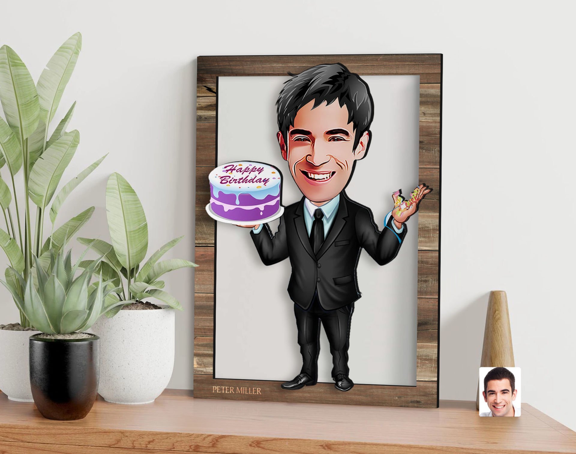 BK Gift Kişiye Özel Erkek Doğum Günü Karikatürlü 3D Ahşap Tablo, Sevgiliye Hediye, Arkadaşa Hediye, Yıl Dönümü Hediyesi, Doğum Günü Hediyesi-1