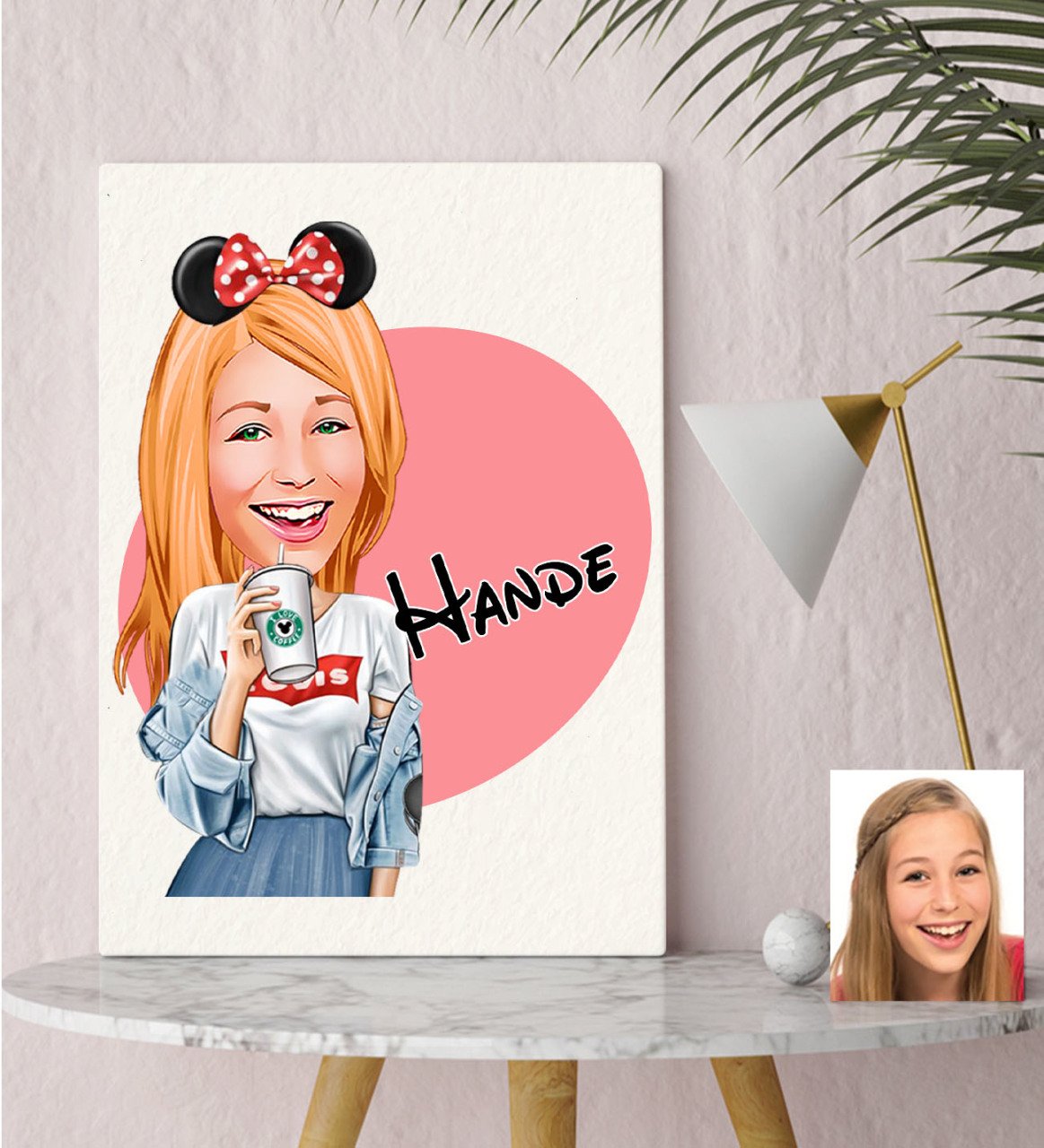 Kişiye Özel Karikatürlü Moda Mini Fare Kanvas Tablo (30x50cm.)