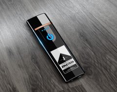 BK Gift Kişiye Özel Kırmızı Sigara Tabakası ve Elektronik Dokunmatik Alevsiz Şarjlı Çakmak Hediye Seti-8, Metal Sigara Tabakası, Elektronik Çakmak
