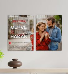 BK Gift Sevgililere Özel Romantik Film Afişi Tasarımlı 2’li Kanvas Tablo 30x50cm-3, Sevgiliye Hediye, Yıl Dönümü Hediyesi