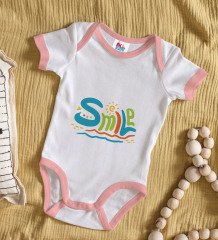 BK Kids Smile Tasarımlı Pembe Bebek Body Zıbın-1