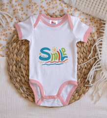 BK Kids Smile Tasarımlı Pembe Bebek Body Zıbın-1