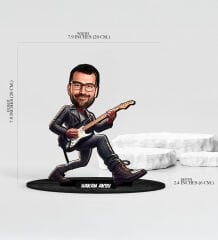 BK Gift Kişiye Özel Bay Gitarist Karikatür Ahşap Biblo - 2, Arkadaşa Hediye, Sevgiliye Hediye, Ev Hediyesi