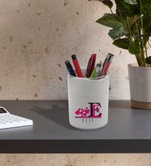 BK Gift Kişiye Özel Harfli Beyaz Akrilik Kalemlik - Model 2