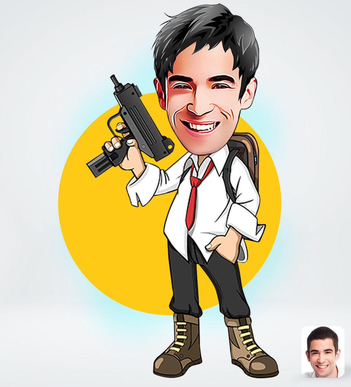 Kişiye Özel Erkek Pubg Tasarımlı Dijital Karikatür-2