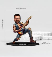 BK Gift Kişiye Özel Bay Gitarist Karikatür Ahşap Biblo - 3, Arkadaşa Hediye, Sevgiliye Hediye, Ev Hediyesi