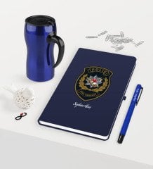 Kişiye Özel Polis Özel Harekat Temalı Lacivert Defter Kalem Termos Mug Seti
