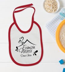 BK Kids Kişiye Özel Evimizin Neşesi Tasarımlı Kırmızı Bebek Mama Önlüğü-1