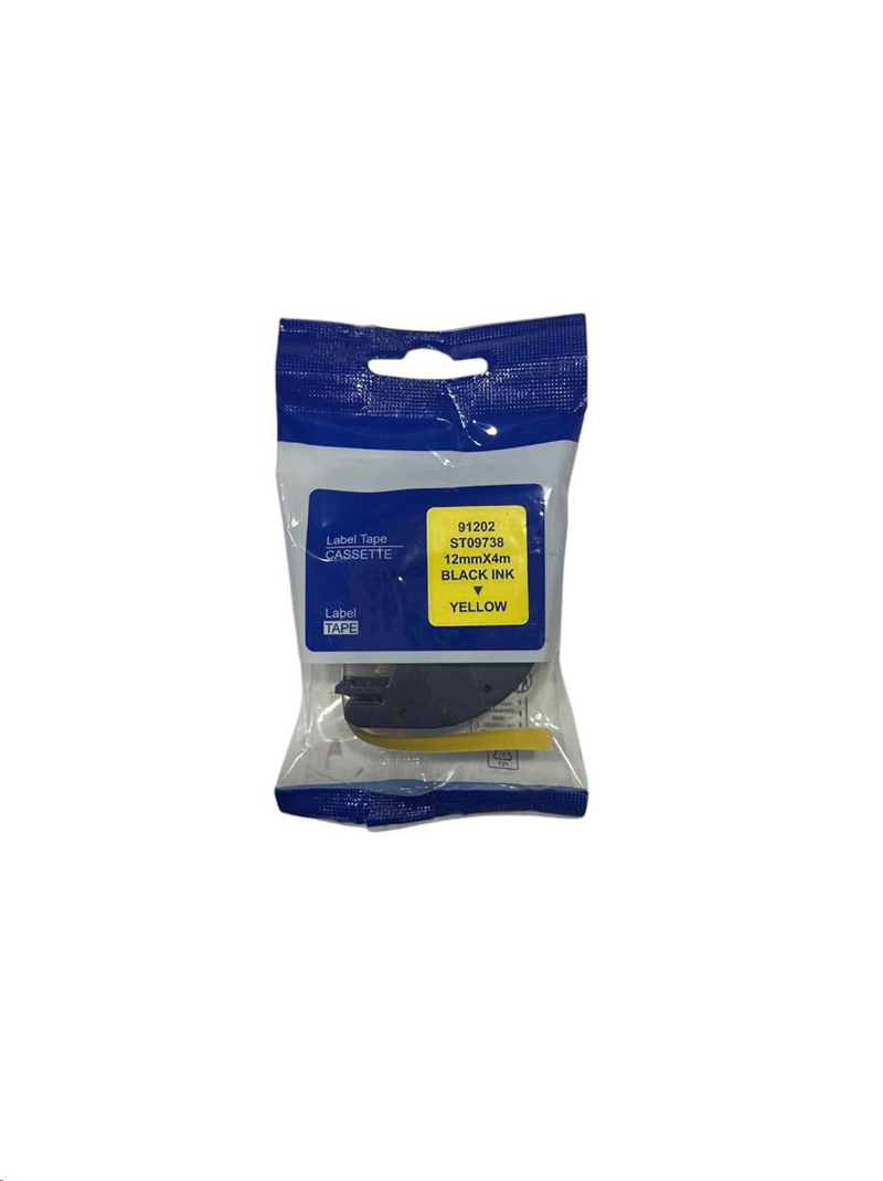 Muadil Etiket DYMO Letratag *91202 (59423)* 12mmX4m Sarı Etiket Siyah (Laminasyon Şerit)