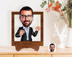 Kişiye Özel Amca Karikatürlü Ahşap Standlı 3D Biblo-1