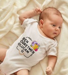 BK Kids Öğretmen Olucam Tasarımlı Beyaz Bebek Body Zıbın-1