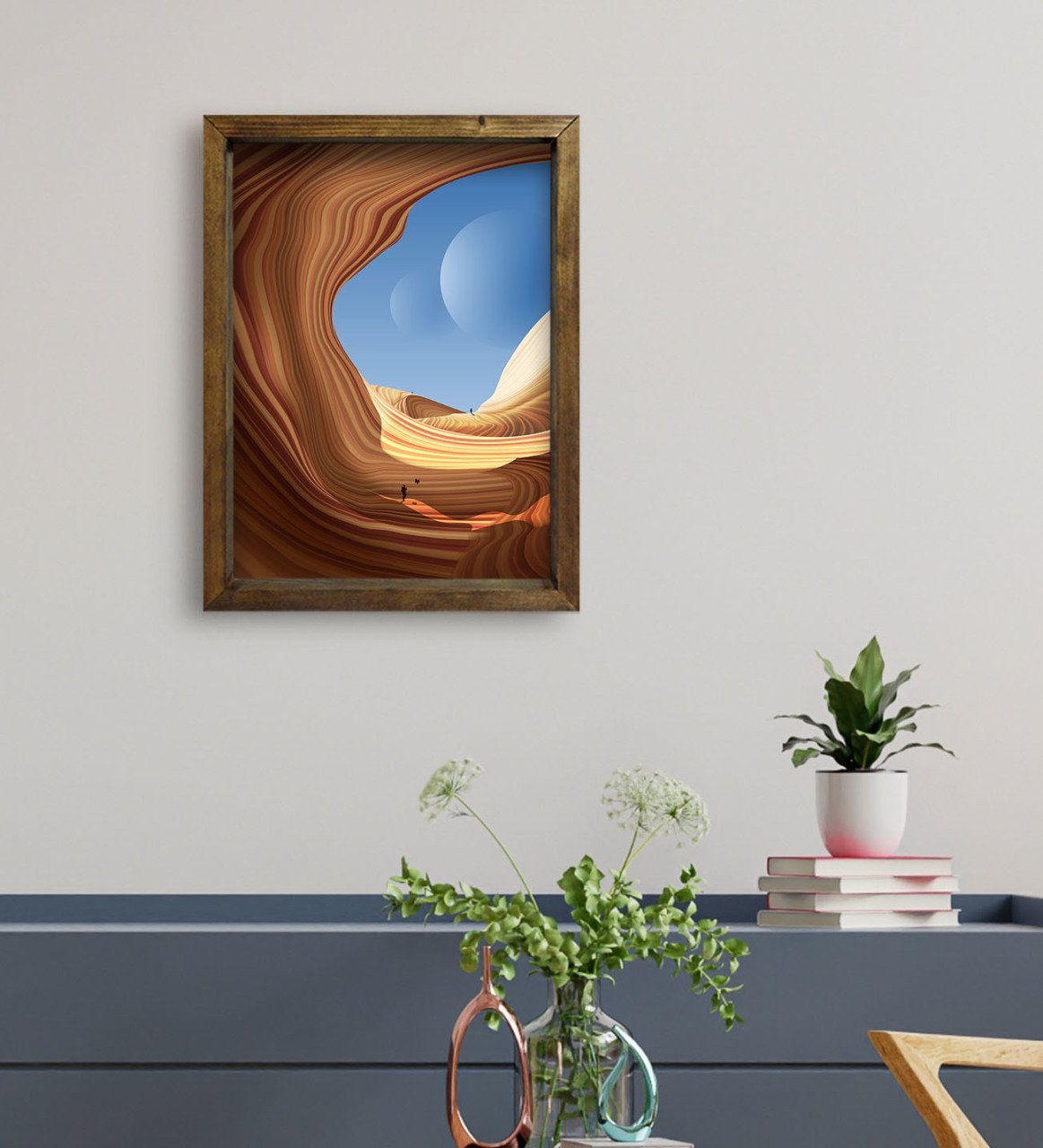 BK Gift Otel Odası Konseptli Doğal Masif Ahşap Çerçeveli Tablo 45x65cm-17