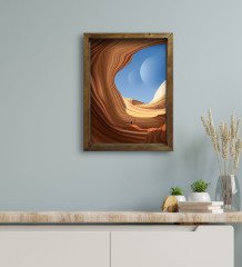 BK Gift Otel Odası Konseptli Doğal Masif Ahşap Çerçeveli Tablo 45x65cm-17