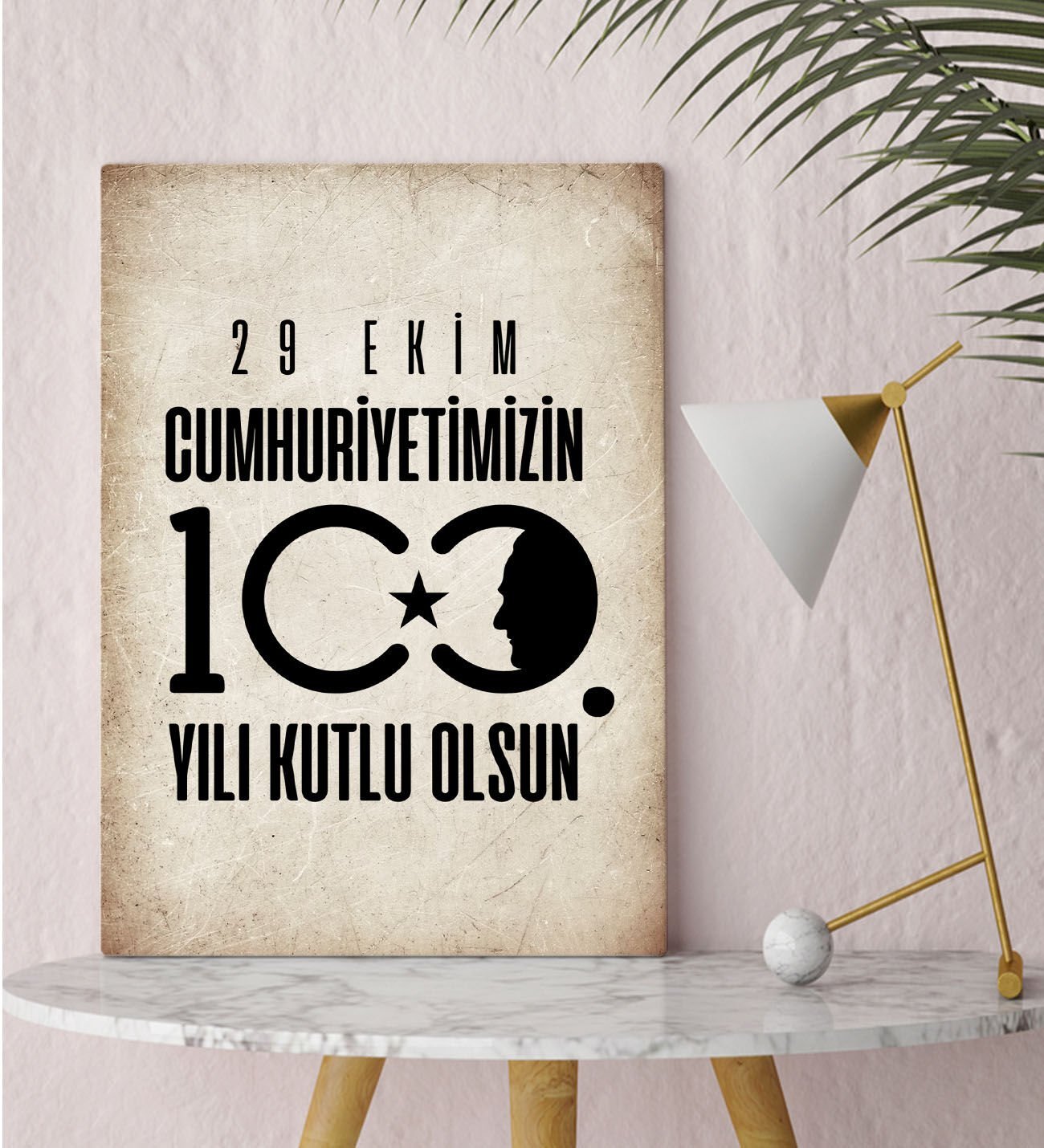 BK Gift 29 Ekim Tasarımlı Kanvas Tablo-10, 30x50cm 29 Ekim Hediyesi,Ev Dekorasyonu, 100.Yıl Hediyesi