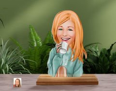 BK Gift Kişiye Özel Kadın Karikatürlü Ahşap Standlı Pleksi Biblo-102, Anneye Hediye, Arkadaşa Hediye
