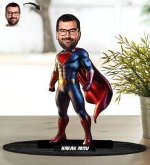 BK Gift Kişiye Özel Süpermen Tasarımlı Karikatür Biblo-1, Arkadaşa Hediye, Sevgiliye Hediye, Ev Hediyesi