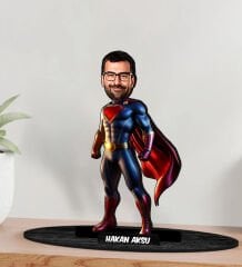 BK Gift Kişiye Özel Süpermen Tasarımlı Karikatür Biblo-1, Arkadaşa Hediye, Sevgiliye Hediye, Ev Hediyesi