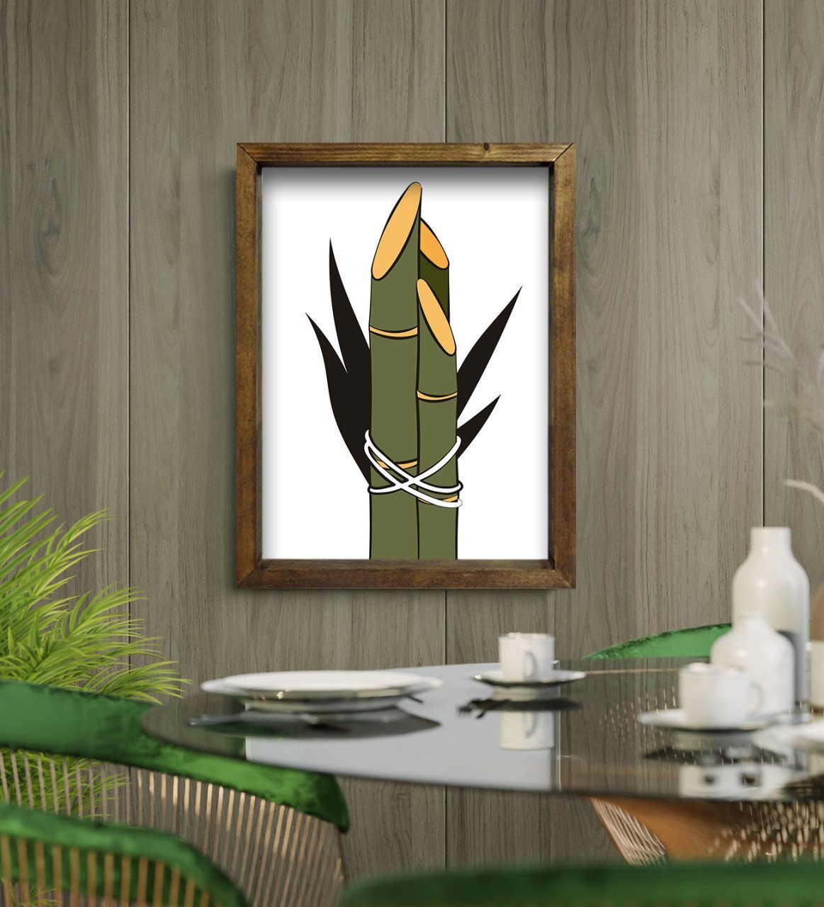 BK Gift Cafe & Bar & Restaurant Konseptli Doğal Masif Ahşap Çerçeveli Tablo-65