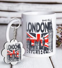 Kişiye Özel London Beyaz Kupa ve Anahtarlık Hediye Seti-3