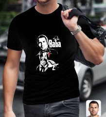 Kişiye Özel Godfather Baba Tasarımlı Siyah T-Shirt-4