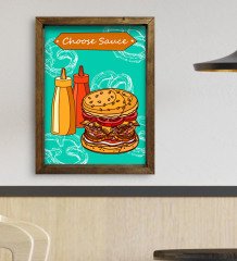 BK Gift Cafe & Bar & Restaurant Konseptli Doğal Masif Ahşap Çerçeveli Tablo-66