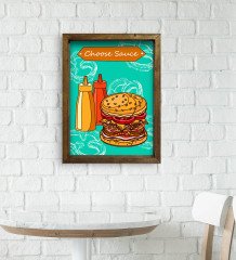 BK Gift Cafe & Bar & Restaurant Konseptli Doğal Masif Ahşap Çerçeveli Tablo-66