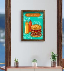 BK Gift Cafe & Bar & Restaurant Konseptli Doğal Masif Ahşap Çerçeveli Tablo-66