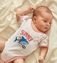 BK Kids Summer Time Tasarımlı Pembe Bebek Body Zıbın-1