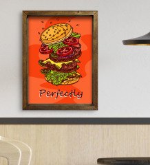 BK Gift Cafe & Bar & Restaurant Konseptli Doğal Masif Ahşap Çerçeveli Tablo-67