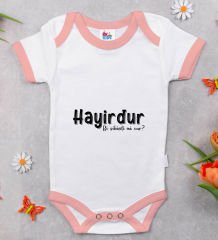 BK Kids Hayirdur Tasarımlı Pembe Bebek Body Zıbın-1