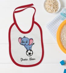 BK Kids Kişiye Özel Futbol Tasarımlı Kırmızı Bebek Mama Önlüğü-4