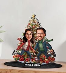 BK Gift Kişiye Özel Sevgili Yılbaşı Tasarımlı Karikatür Biblo -9, Yılbaşı Hediyesi, Yeni Yıl Hediyesi