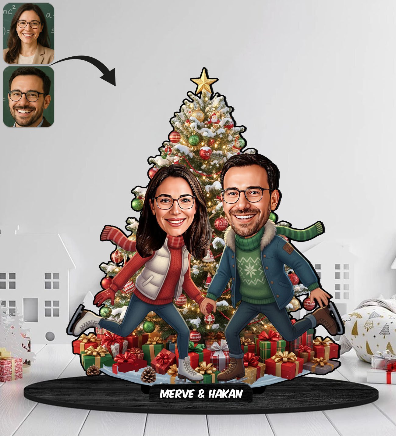 BK Gift Kişiye Özel Sevgili Yılbaşı Tasarımlı Karikatür Biblo -9, Yılbaşı Hediyesi, Yeni Yıl Hediyesi