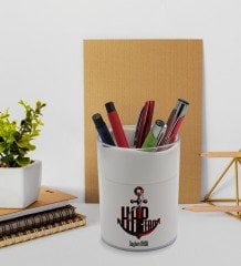 BK Gift Kişiye Özel Kaptan Tasarımlı Beyaz Akrilik Kalemlik - Model 3