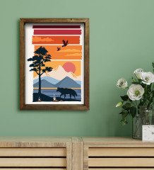 BK Gift Otel Odası Konseptli Doğal Masif Ahşap Çerçeveli Tablo 45x65cm-21