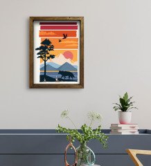 BK Gift Otel Odası Konseptli Doğal Masif Ahşap Çerçeveli Tablo 45x65cm-21