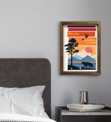 BK Gift Otel Odası Konseptli Doğal Masif Ahşap Çerçeveli Tablo 45x65cm-21