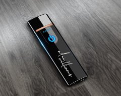 BK Gift Kişiye Özel Kırmızı Sigara Tabakası ve Elektronik Dokunmatik Alevsiz Şarjlı Çakmak Hediye Seti-17, Metal Sigara Tabakası, Elektronik Çakmak