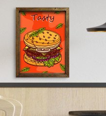 BK Gift Cafe & Bar & Restaurant Konseptli Doğal Masif Ahşap Çerçeveli Tablo-69