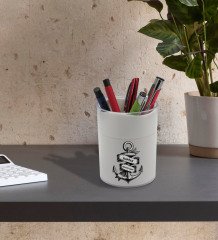 BK Gift Kişiye Özel Kaptan Tasarımlı Beyaz Akrilik Kalemlik - Model 6