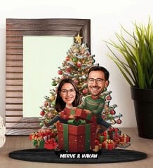 BK Gift Kişiye Özel Sevgili Yılbaşı Tasarımlı Karikatür Biblo -11, Yılbaşı Hediyesi, Yeni Yıl Hediyesi